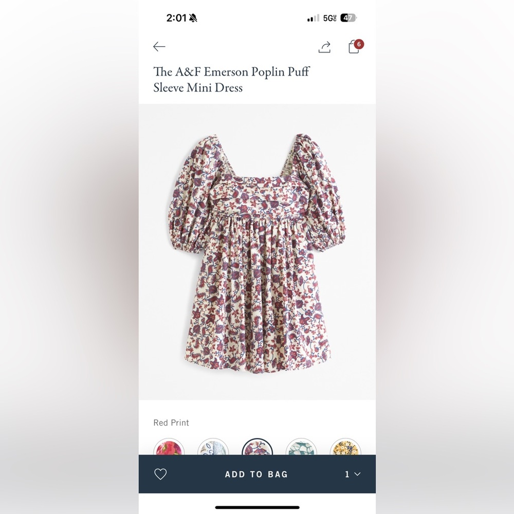 Abercrombie Emerson Puff Sleeve Mini Dress